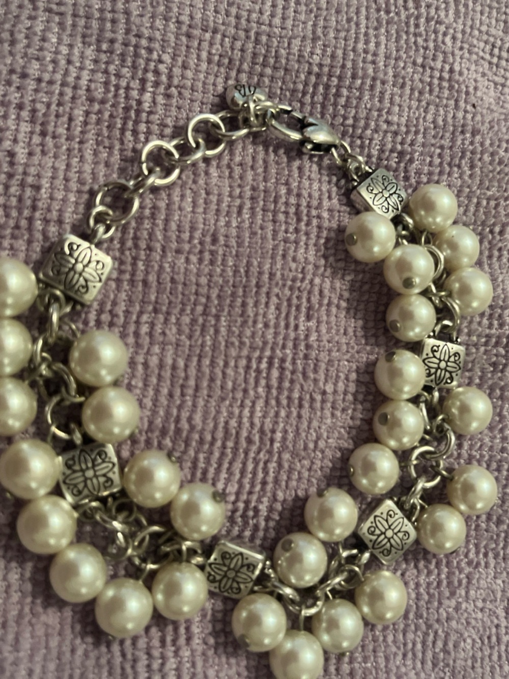 Brighton Pearl Cluster Drop Bracelet-Style Earrings in Cream